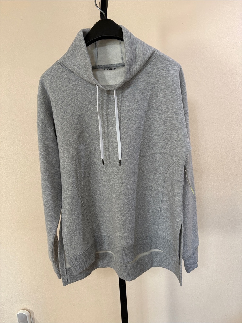 Tek Hear Grey Cowl Neck Pullover with Drawstring